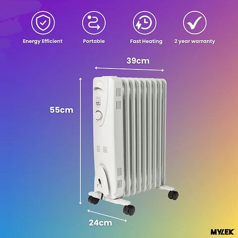 Mylek Oil Filled Electric Portable Heater Radiator With Adjustable Thermostat - Image 10
