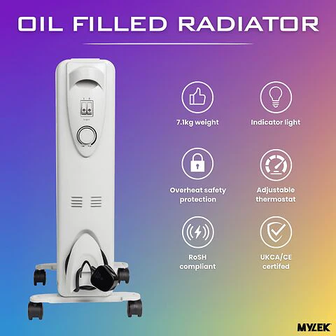 Mylek Oil Filled Electric Portable Heater Radiator With Adjustable Thermostat - Image 5
