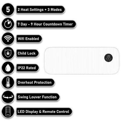 MYLEK Overdoor White Air Curtain Heater Fan 2000W, Smart WIFI App Or Remote Control 2kw - Image 2