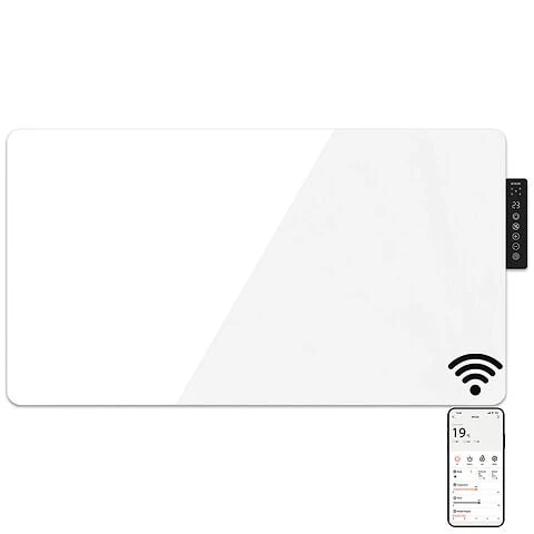 Mylek Radiator Glass Panel Heater White Wifi Enabled Smart With APP 2000W