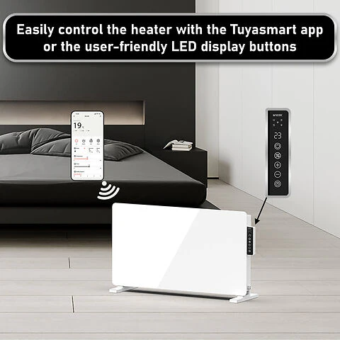 Mylek Radiator Glass Panel Heater White Wifi Enabled Smart With APP 2000W - Image 4
