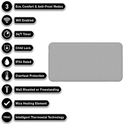 Mylek Radiator Mica Panel Heater, Wifi Enabled Smart APP 2000W Electric, Triac Thermostat - Image 2