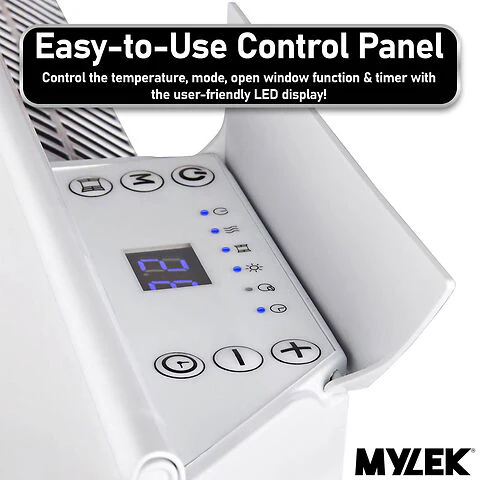 MYLEK Wall Mounted Slimline White Panel Heater Daily And Weekly Timer, Digital Thermostat - Image 4