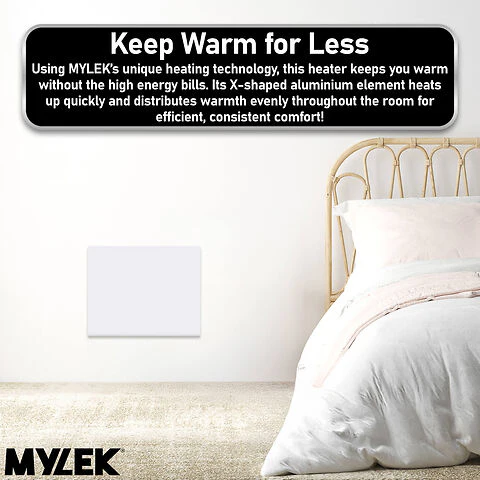 MYLEK Wall Mounted Slimline White Panel Heater Daily And Weekly Timer, Digital Thermostat - Image 8
