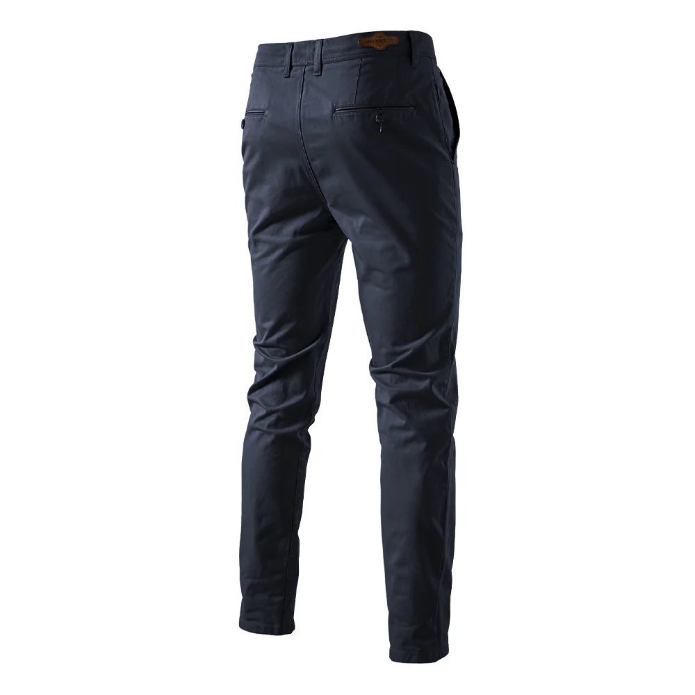Navy Blue Cotton Twill Straight Leg Trousers - Image 4