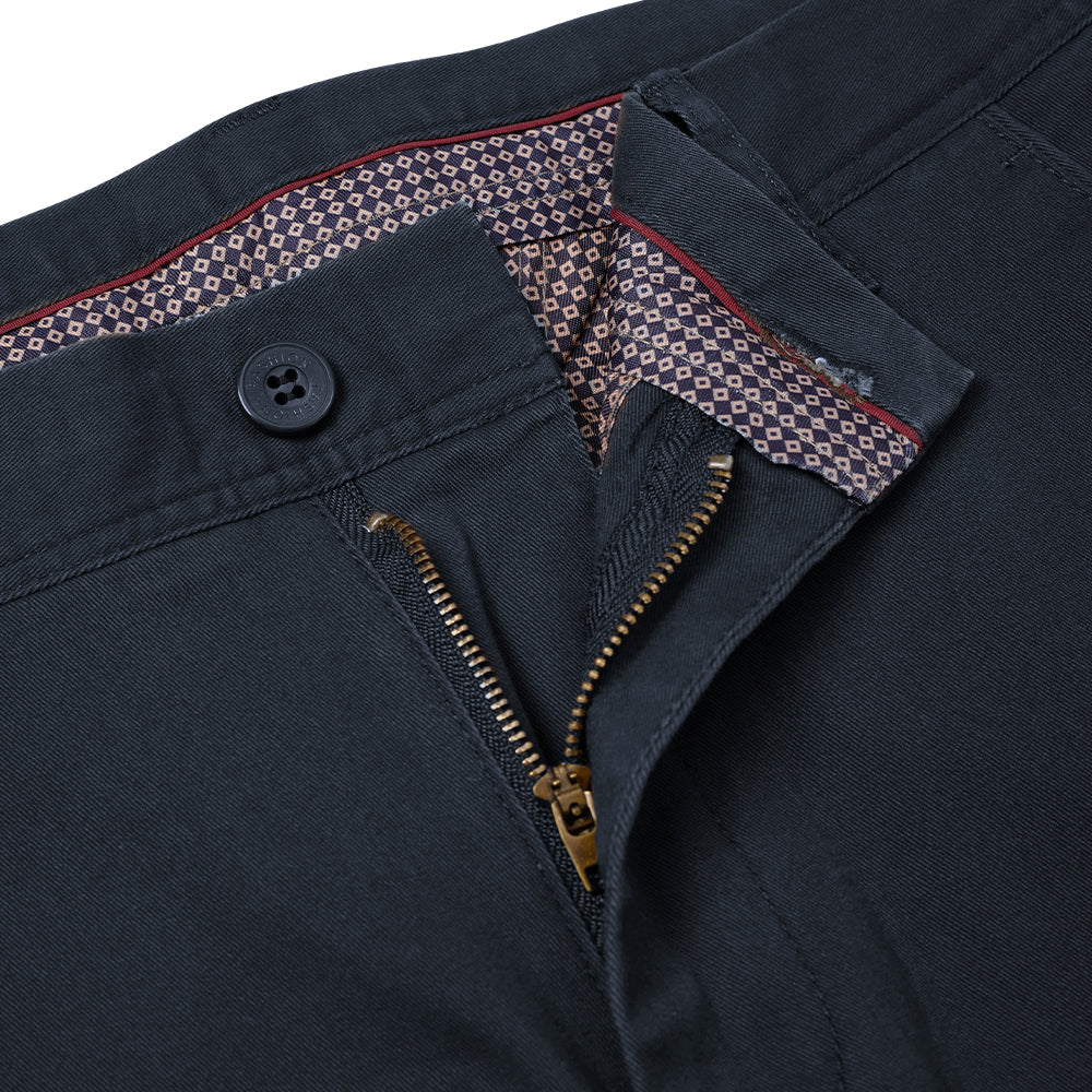 Navy Blue Cotton Twill Straight Leg Trousers - Image 5