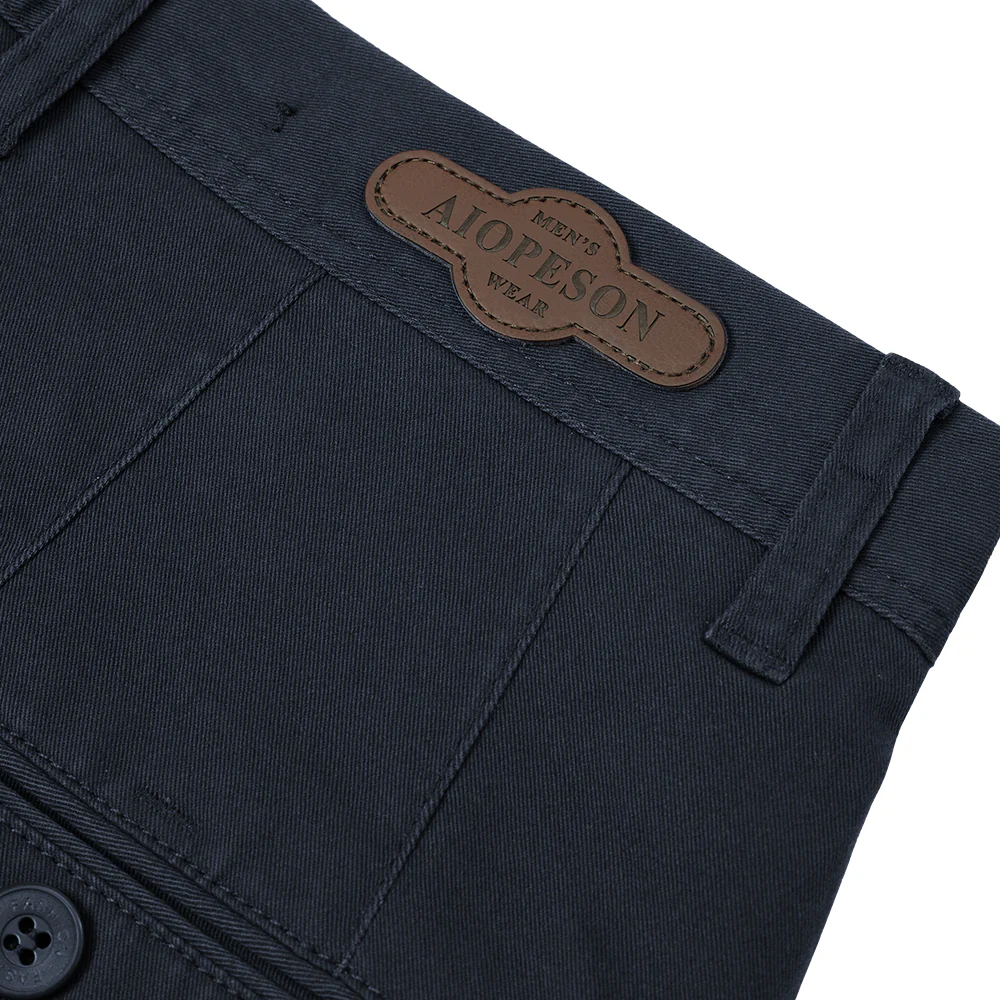 Navy Blue Cotton Twill Straight Leg Trousers - Image 6