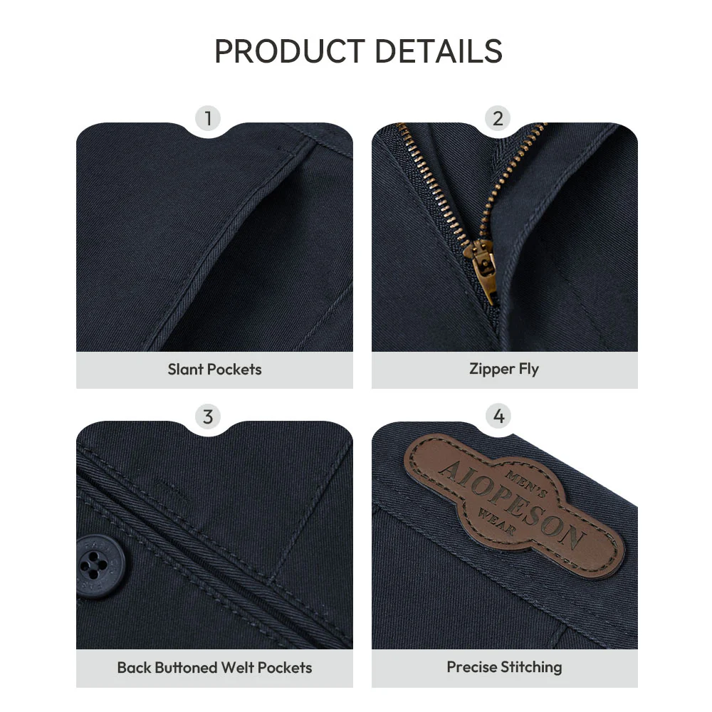 Navy Blue Cotton Twill Straight Leg Trousers - Image 7