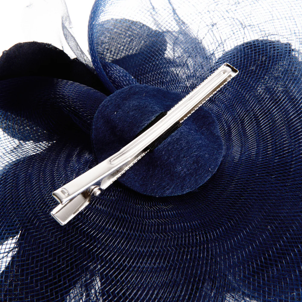 Navy Blue Feather Flower Mesh Fascinator - Image 7