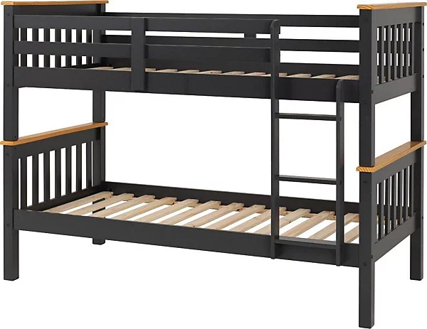 NEPTUNE 3' BUNK BED - DARK GREY/OAK EFFECT