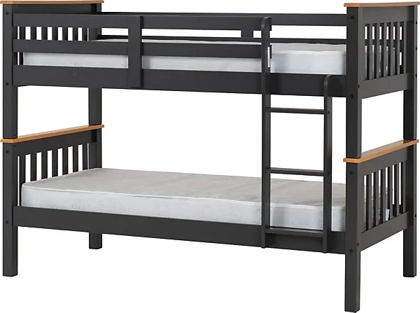 NEPTUNE 3' BUNK BED - DARK GREY/OAK EFFECT - Image 2