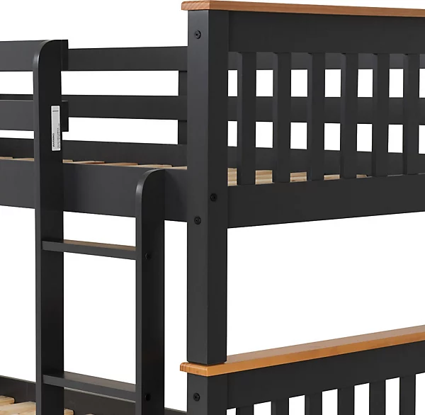 NEPTUNE 3' BUNK BED - DARK GREY/OAK EFFECT - Image 4