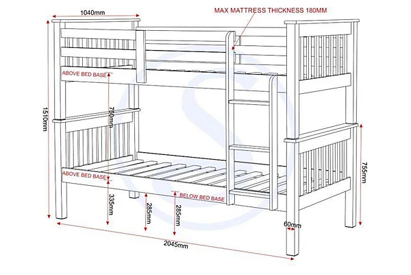 NEPTUNE 3' BUNK BED - DARK GREY/OAK EFFECT - Image 6