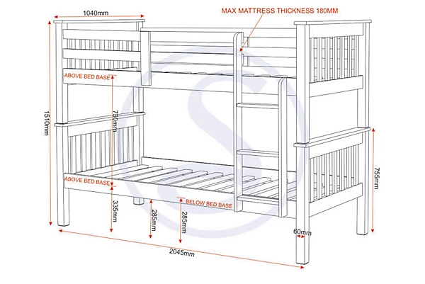 NEPTUNE 3' BUNK BED - WHITE - Image 8