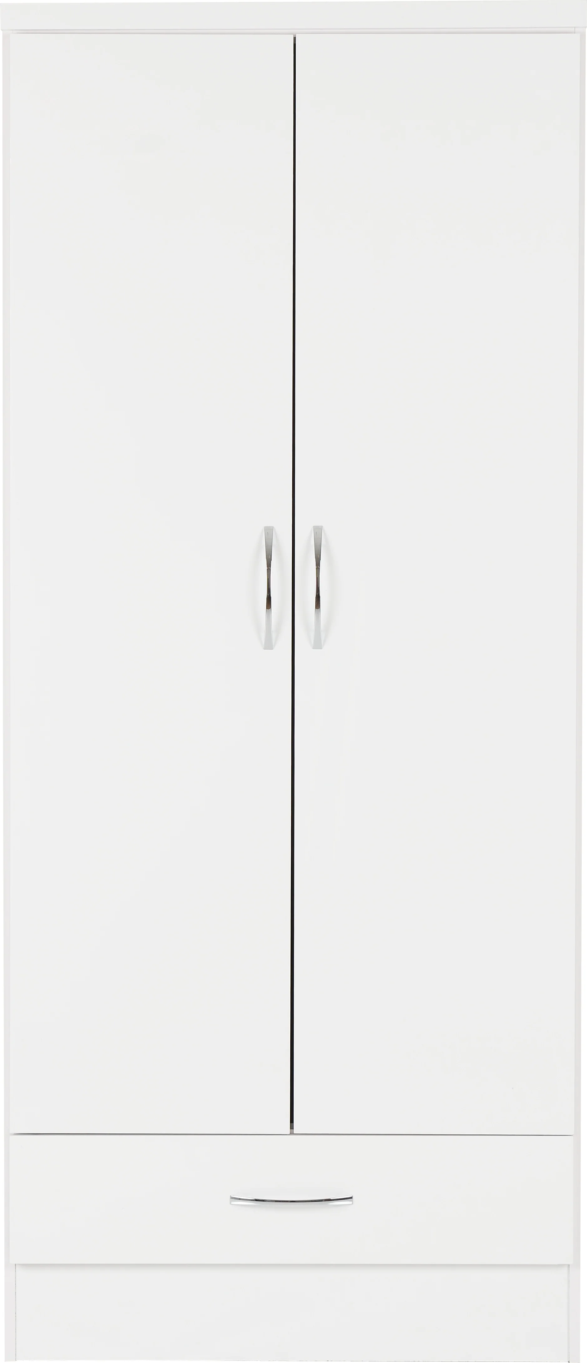 NEVADA 2 DOOR 1 DRAWER WARDROBE - WHITE GLOSS - Image 2