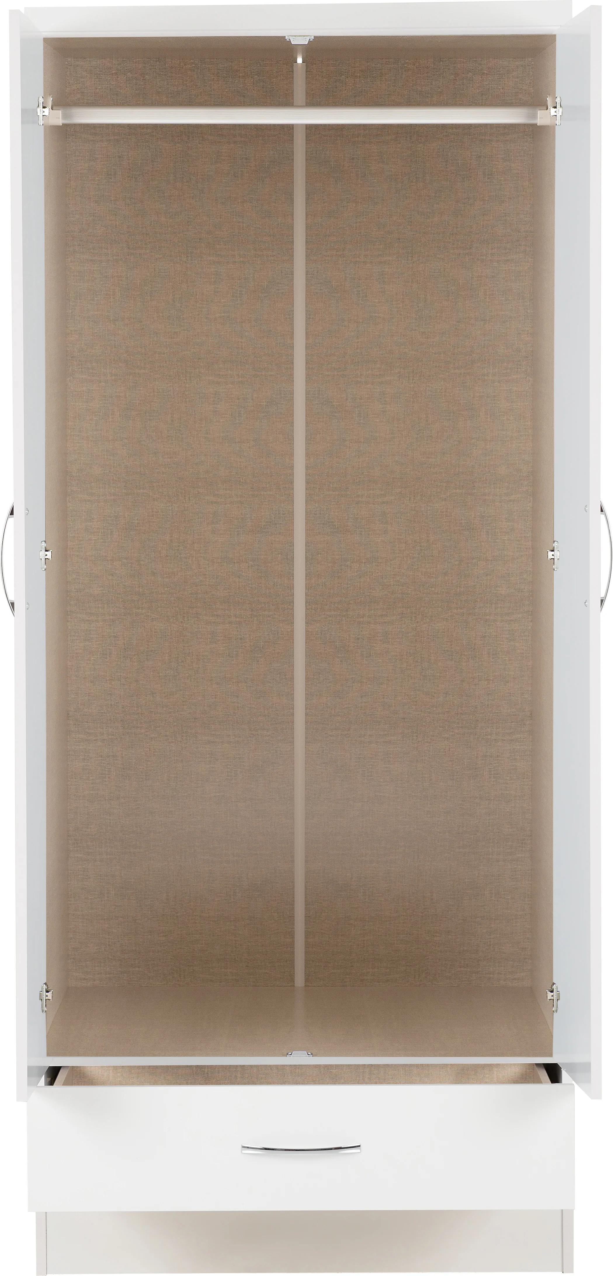 NEVADA 2 DOOR 1 DRAWER WARDROBE - WHITE GLOSS - Image 3