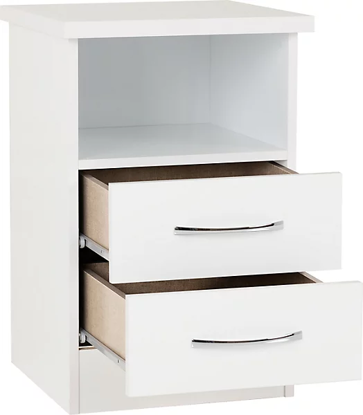 NEVADA 2 DRAWER BEDSIDE - WHITE GLOSS - Image 3