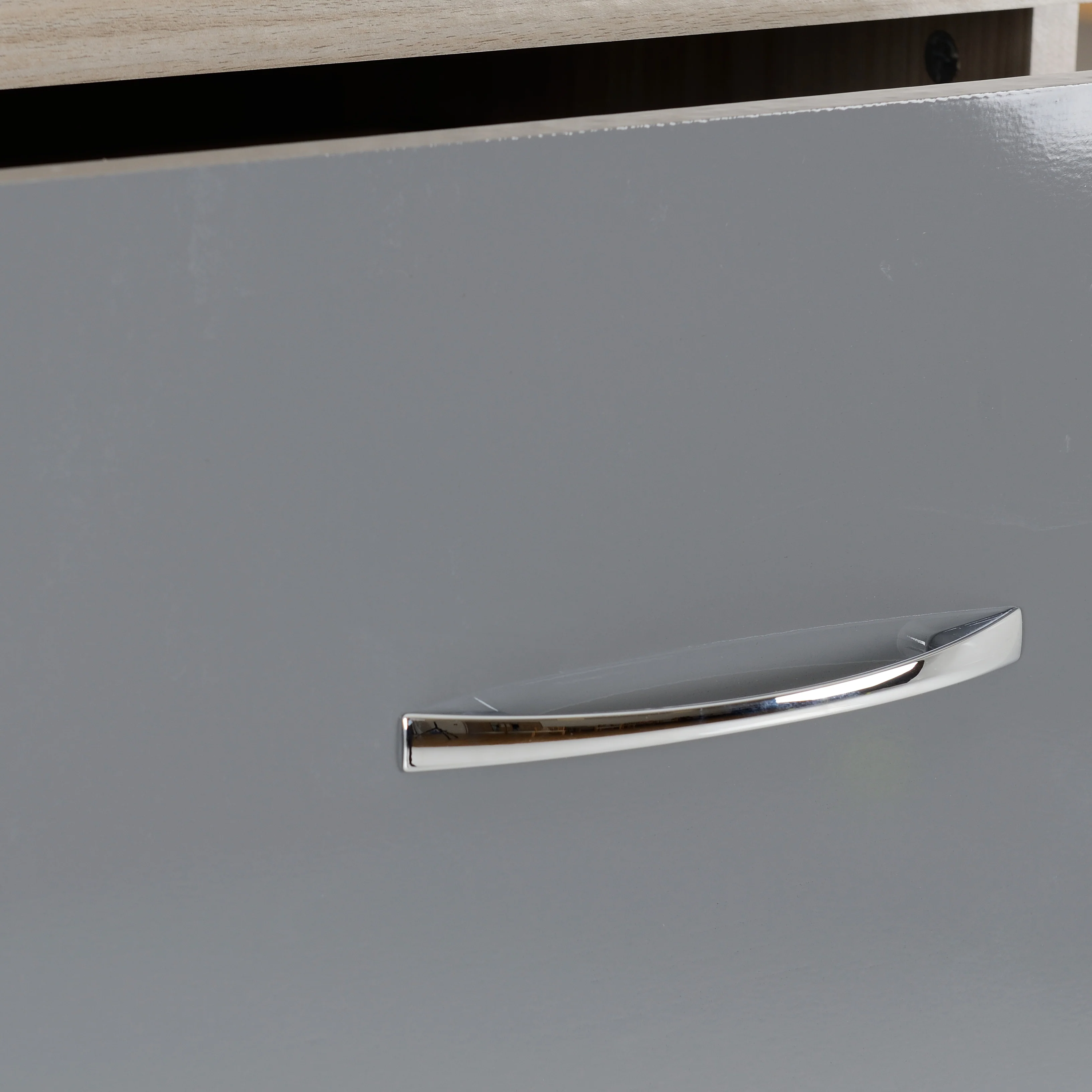 NEVADA 3+2 DRAWER CHEST - GREY GLOSS/LIGHT OAK EFFECT VENEER - Image 6
