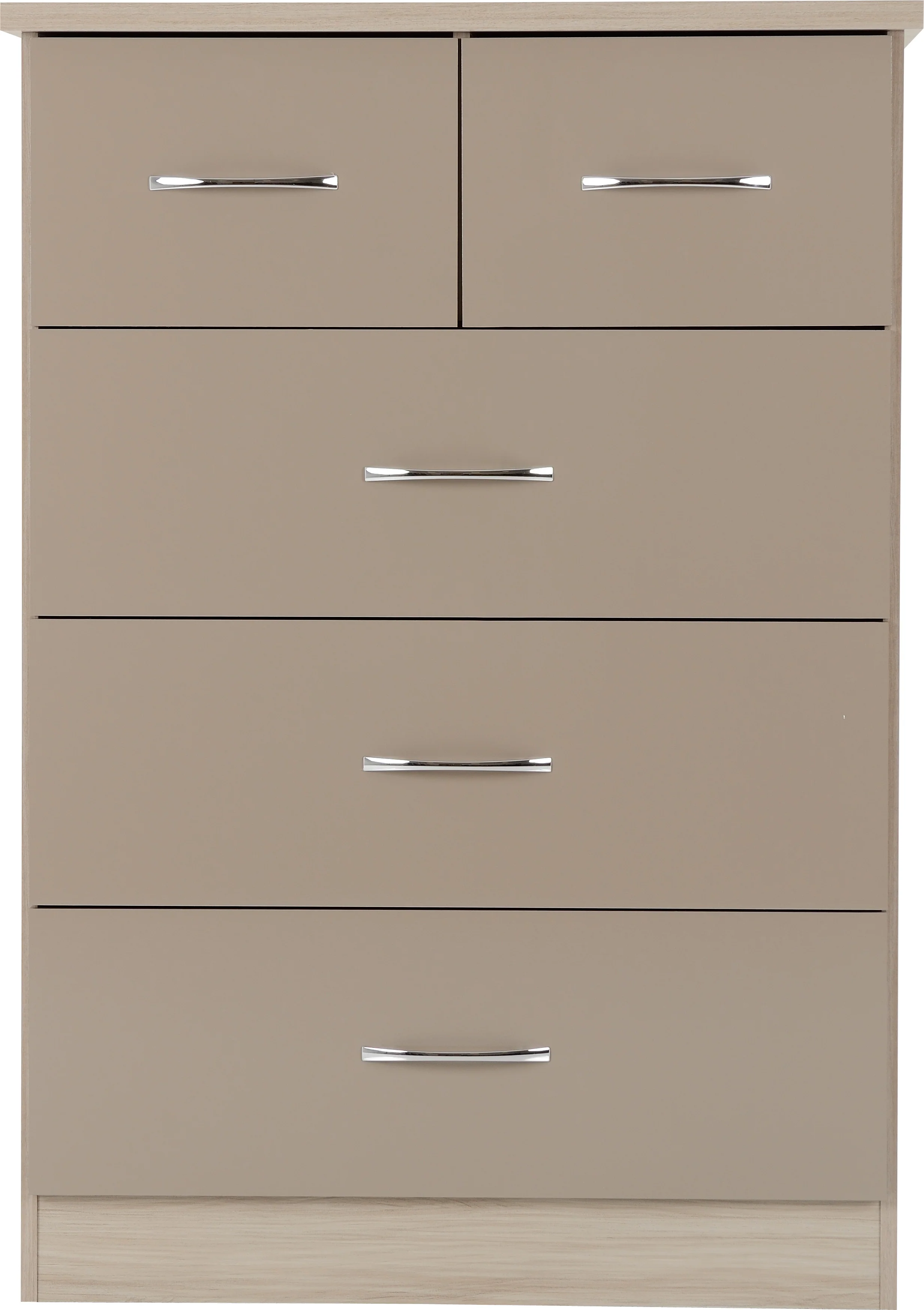 NEVADA 3+2 DRAWER CHEST - OYSTER GLOSS/LIGHT OAK EFFECT VENEER - Image 3