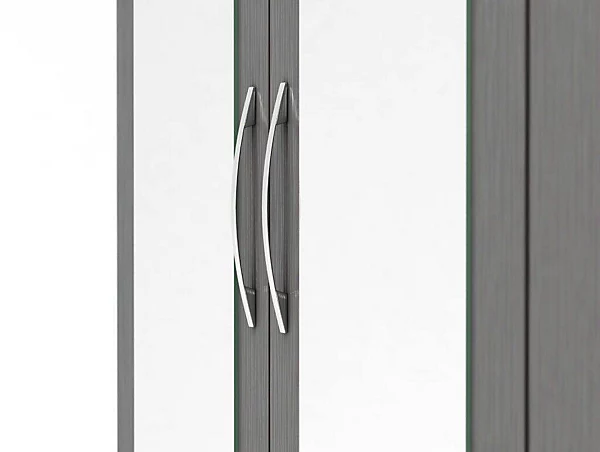 NEVADA 3 DOOR 2 DRAWER WARDROBE - 3D EFFECT GREY - Image 3
