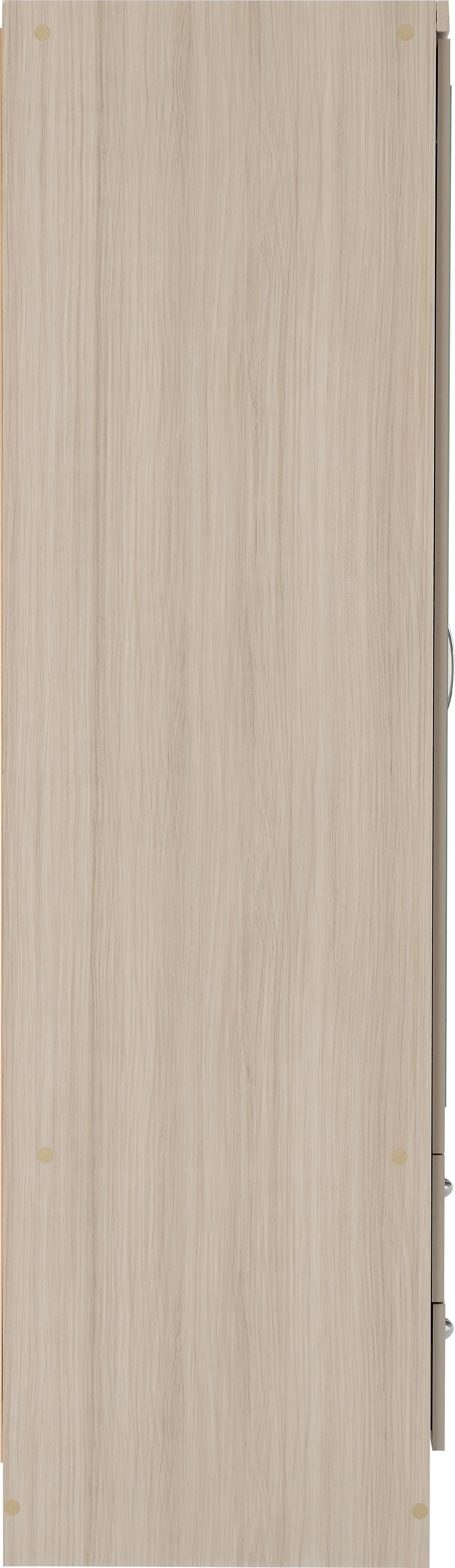 NEVADA 3 DOOR 2 DRAWER WARDROBE - OYSTER GLOSS/LIGHT OAK EFFECT VENEER - Image 4