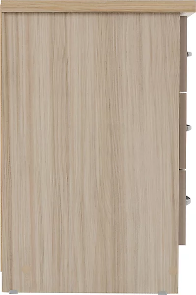 NEVADA 3 DRAWER BEDSIDE - OYSTER GLOSS/LIGHT OAK EFFECT VENEER - Image 4