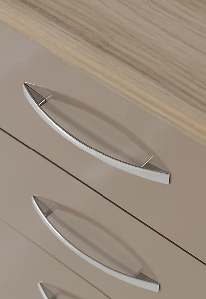 NEVADA 3 DRAWER BEDSIDE - OYSTER GLOSS/LIGHT OAK EFFECT VENEER - Image 6