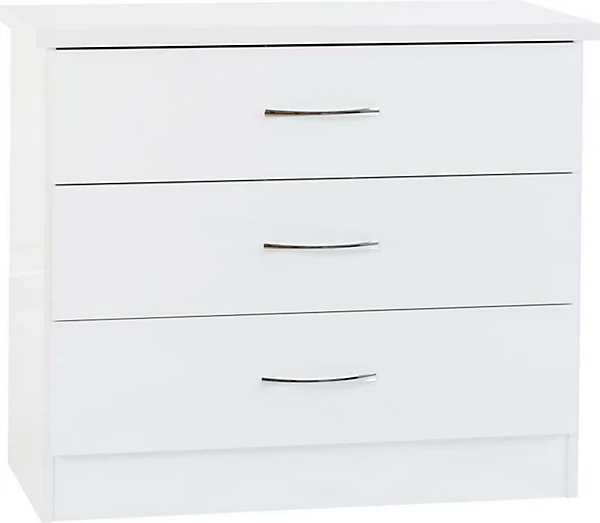 NEVADA 3 DRAWER CHEST - WHITE GLOSS
