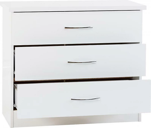 NEVADA 3 DRAWER CHEST - WHITE GLOSS - Image 2