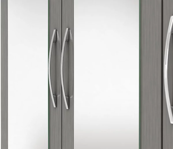 NEVADA 4 DOOR 2 DRAWER WARDROBE - 3D EFFECT GREY - Image 3
