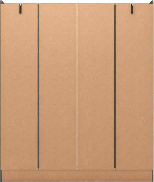 NEVADA 4 DOOR 2 DRAWER WARDROBE - 3D EFFECT GREY - Image 4