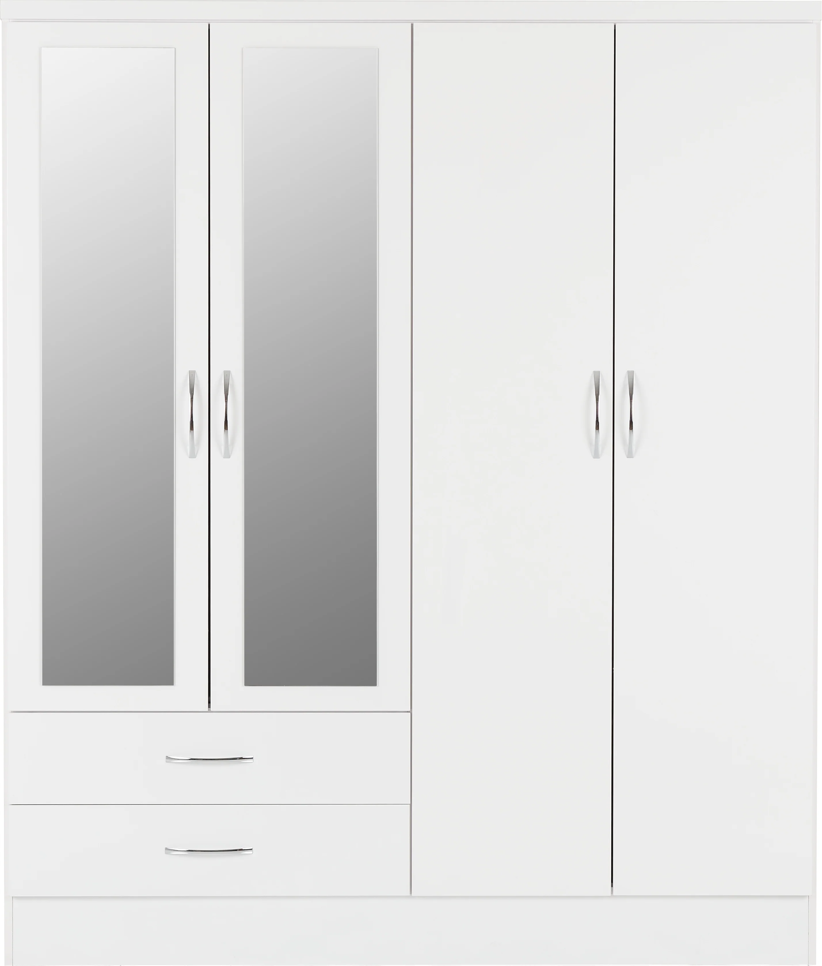 NEVADA 4 DOOR 2 DRAWER WARDROBE - WHITE GLOSS - Image 2