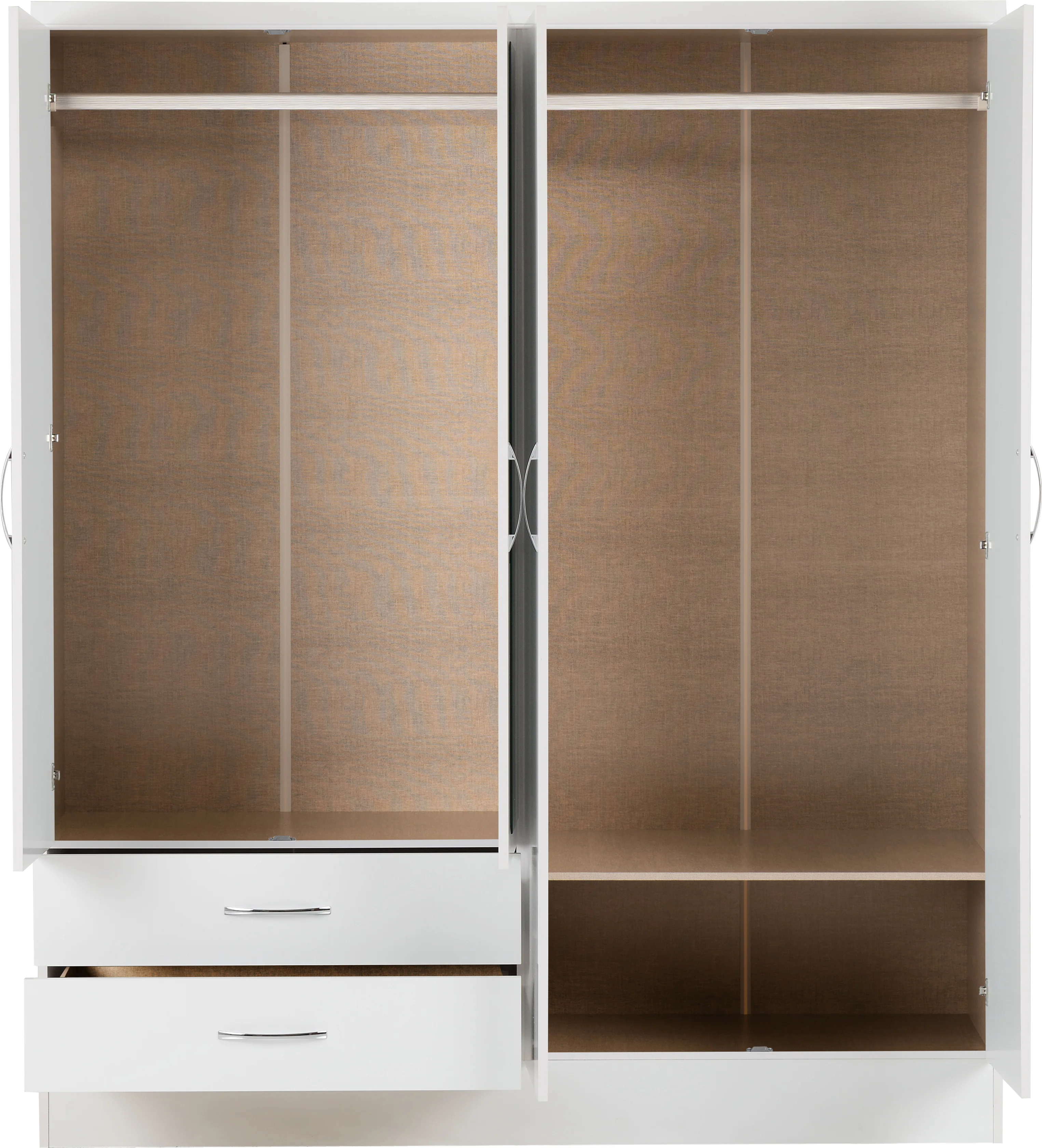 NEVADA 4 DOOR 2 DRAWER WARDROBE - WHITE GLOSS - Image 3