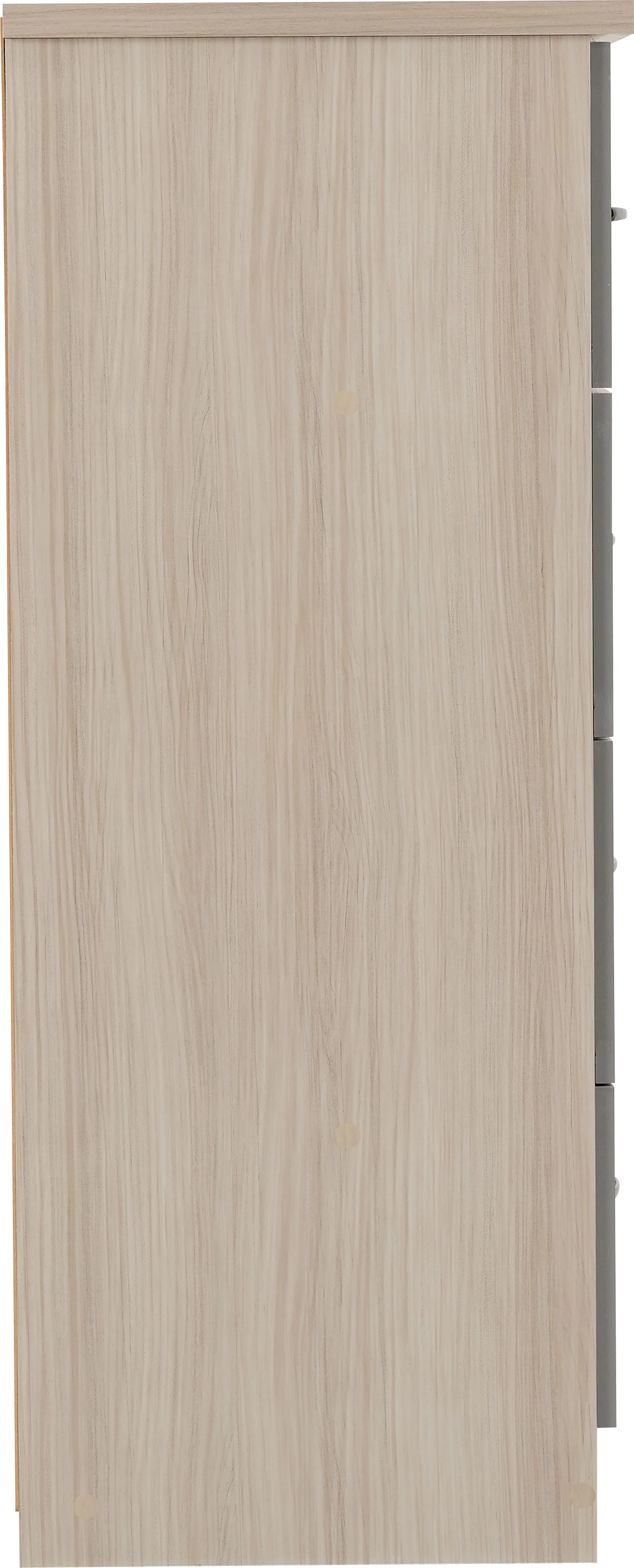 NEVADA 5 DRAWER LOW WARDROBE - GREY GLOSS/LIGHT OAK EFFECT VENEER - Image 4