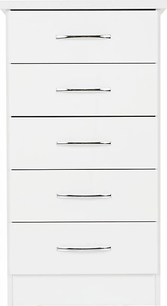 NEVADA 5 DRAWER NARROW CHEST - WHITE GLOSS - Image 2