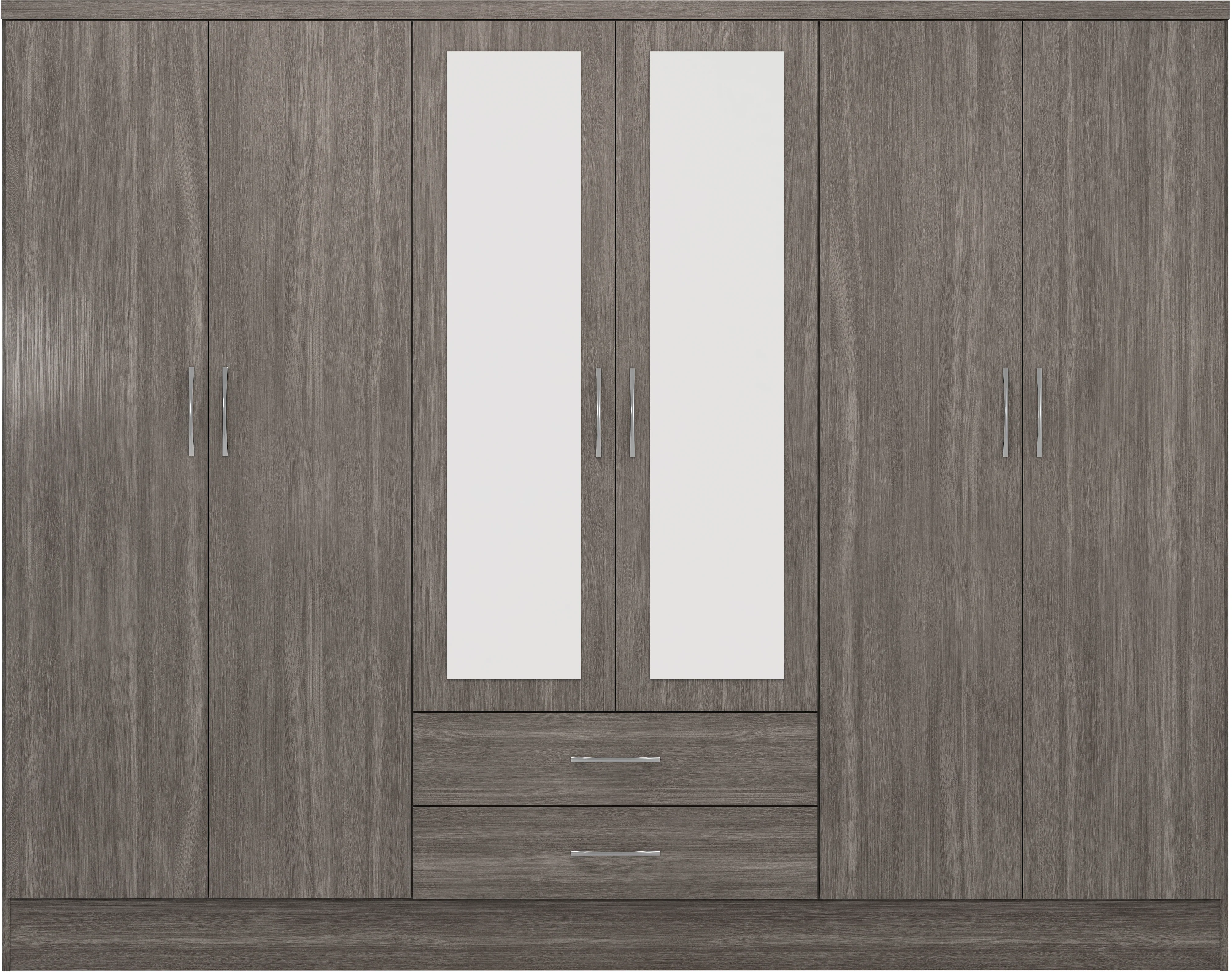 NEVADA 6 DOOR 2 DRAWER WARDROBE - BLACK WOOD GRAIN - Image 2