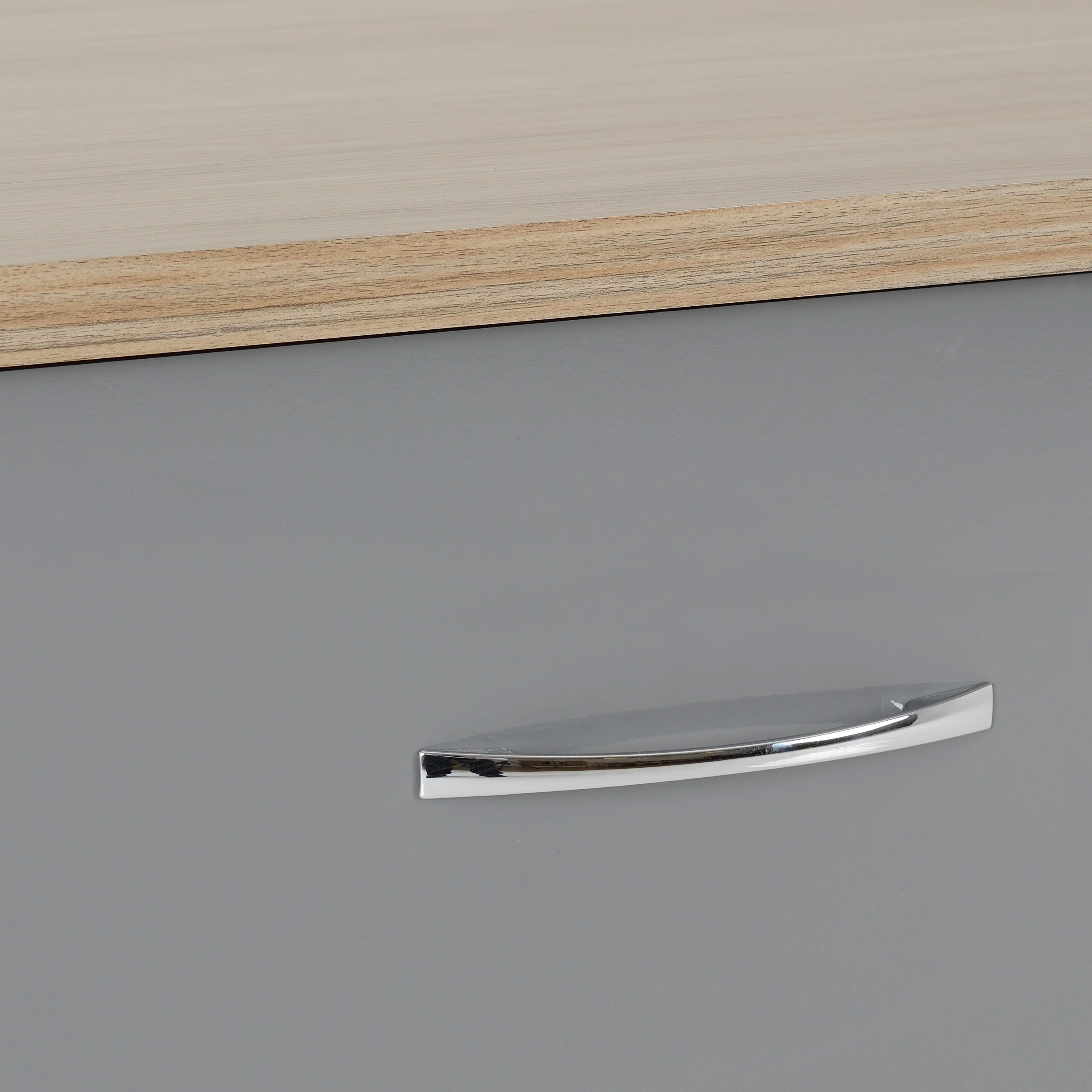 NEVADA 6 DRAWER CHEST - GREY GLOSS/LIGHT OAK EFFECT VENEER - Image 6