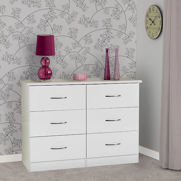 NEVADA 6 DRAWER CHEST - WHITE GLOSS - Image 6
