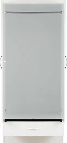 NEVADA MIRRORED 2 DOOR WARDROBE - WHITE GLOSS - Image 3