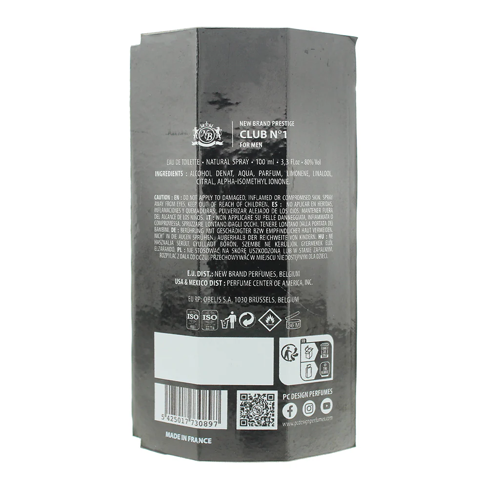 New Brand Club N1 For Men Eau de Toilette 100ml - Image 2