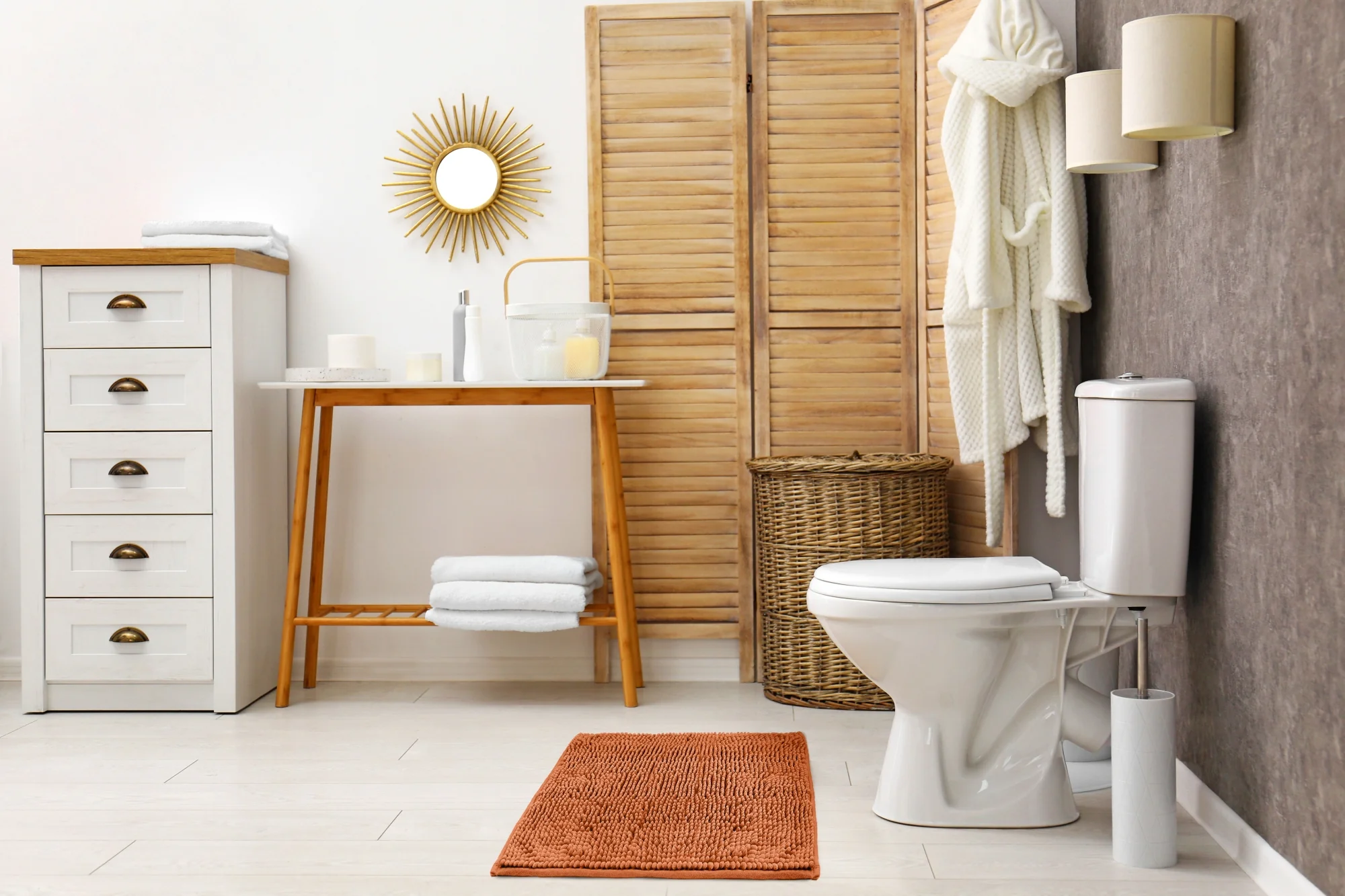 Noodle Soft Touch Non-Slip Bathroom Rug in Burnt Orange - Image 4