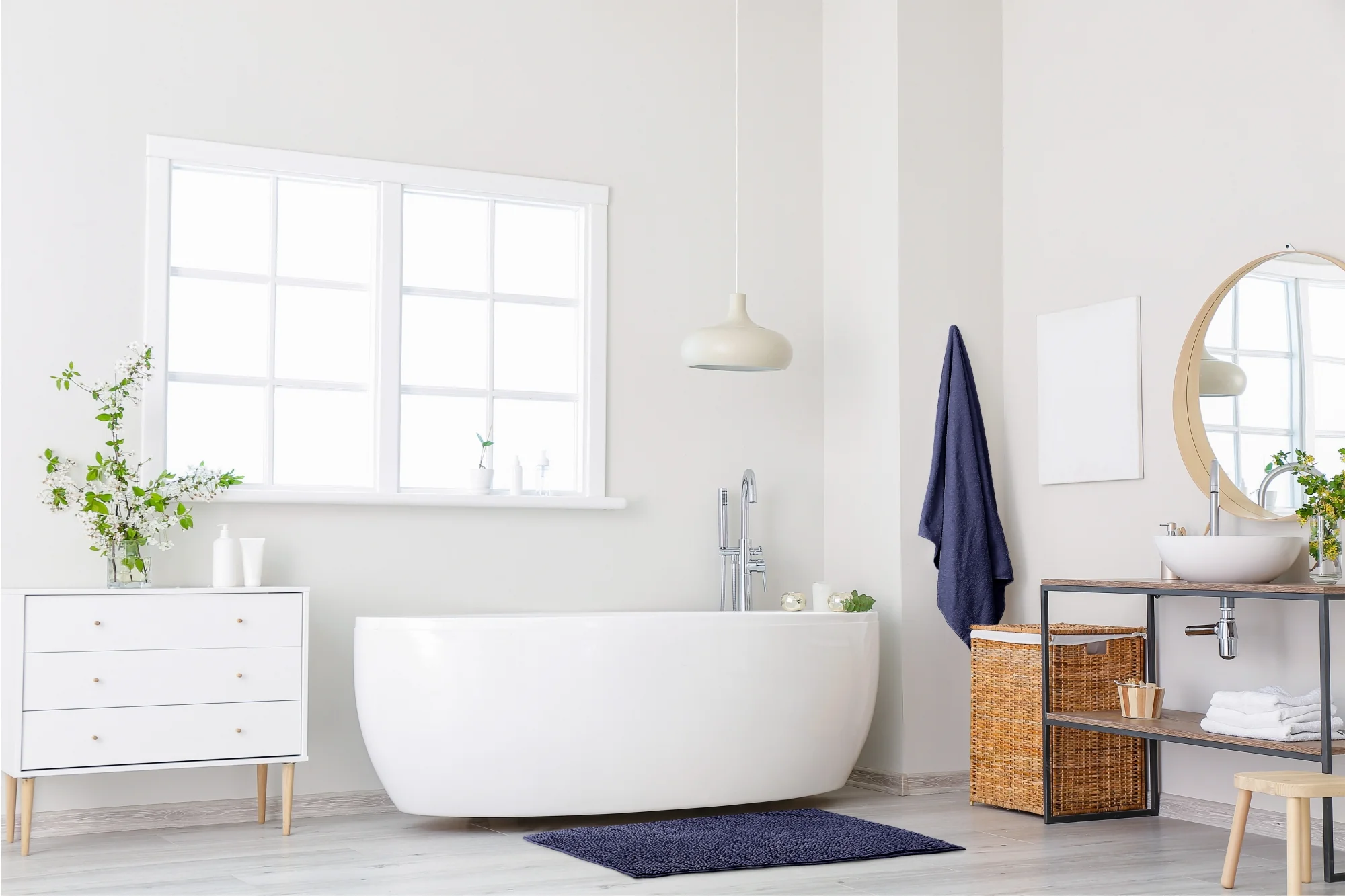 Noodle Soft Touch Non-Slip Bathroom Rug in Navy - Image 4