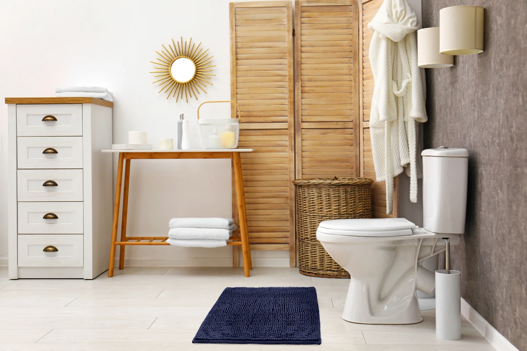Noodle Soft Touch Non-Slip Bathroom Rug in Navy - Image 5