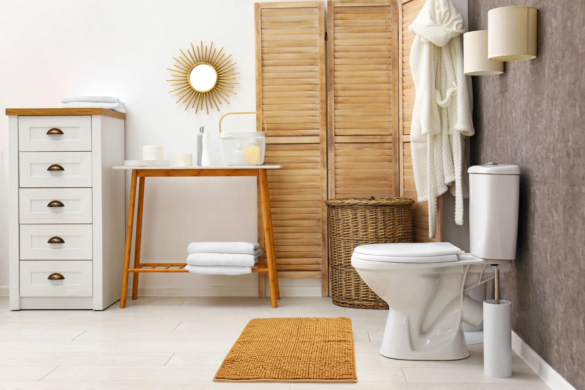 Noodle Soft Touch Non-Slip Bathroom Rug in Ochre - Image 4