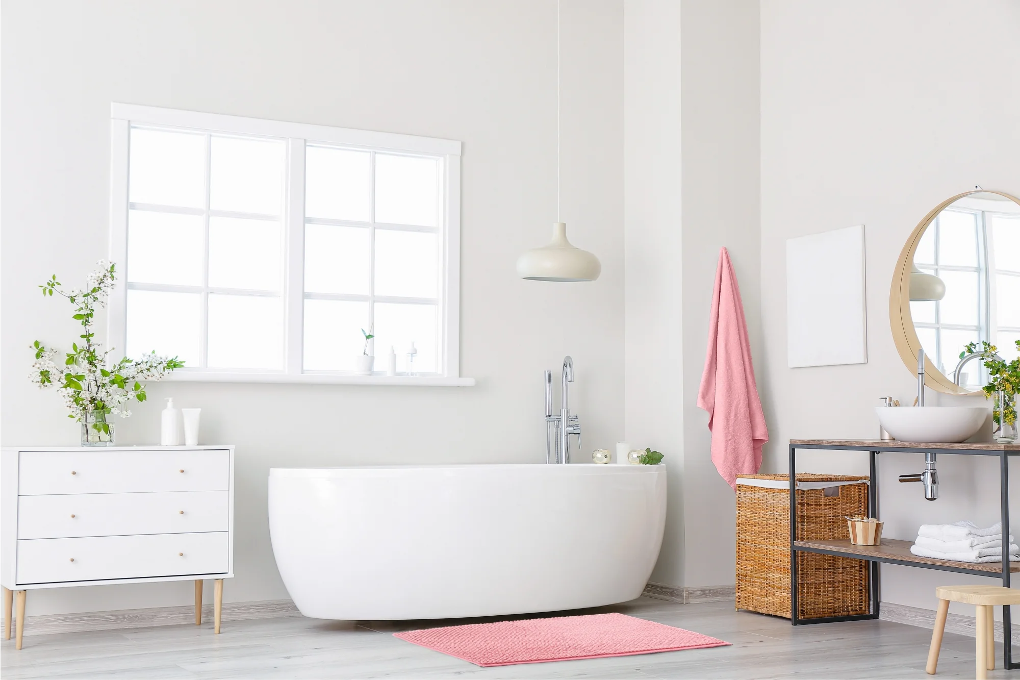 Noodle Soft Touch Non-Slip Bathroom Rug in Pink - Image 4