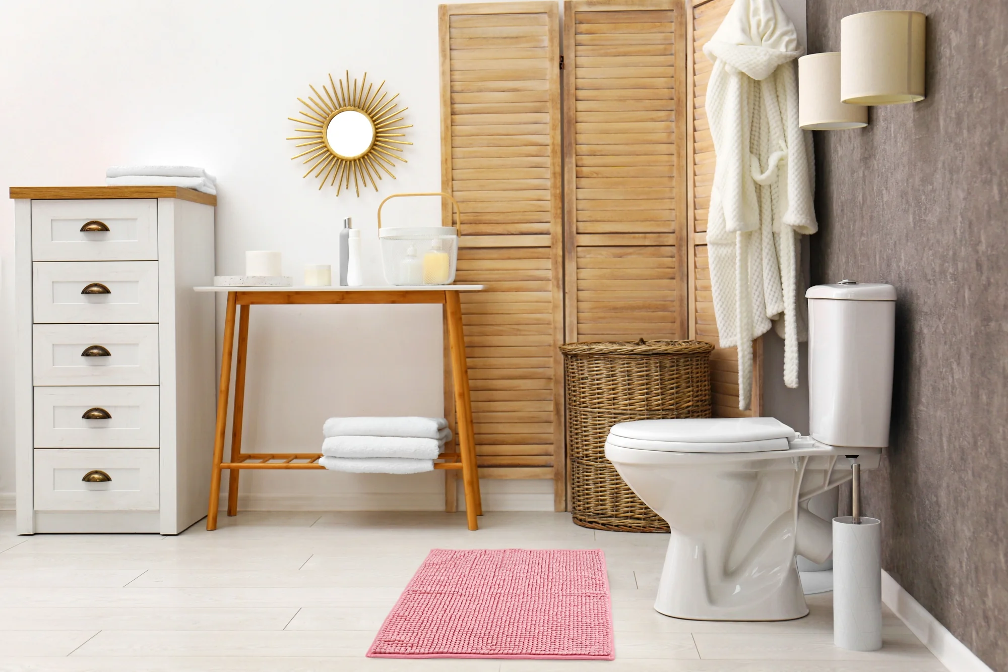 Noodle Soft Touch Non-Slip Bathroom Rug in Pink - Image 4