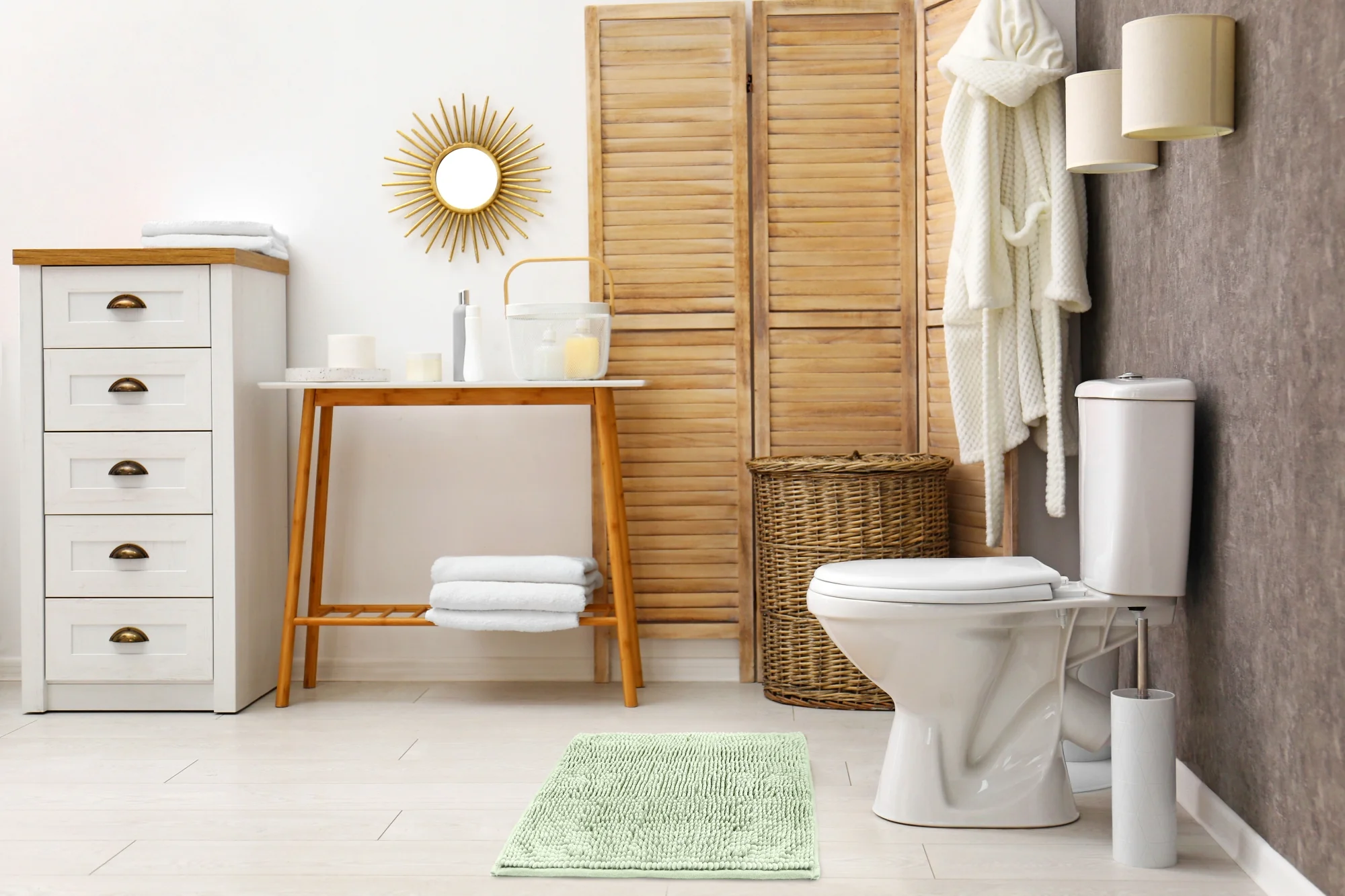 Noodle Soft Touch Non-Slip Bathroom Rug in Sage Green - Image 4