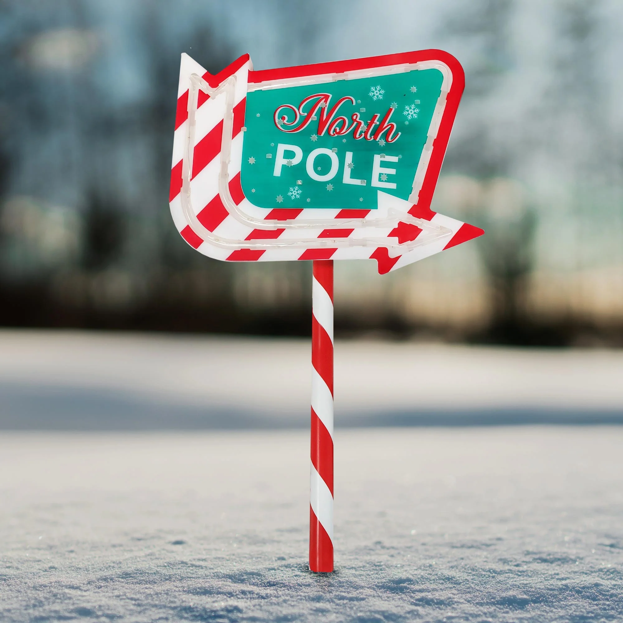 Christmas Sparkle Outdoor North Pole Light Up Sign Garden Stake - Image 3