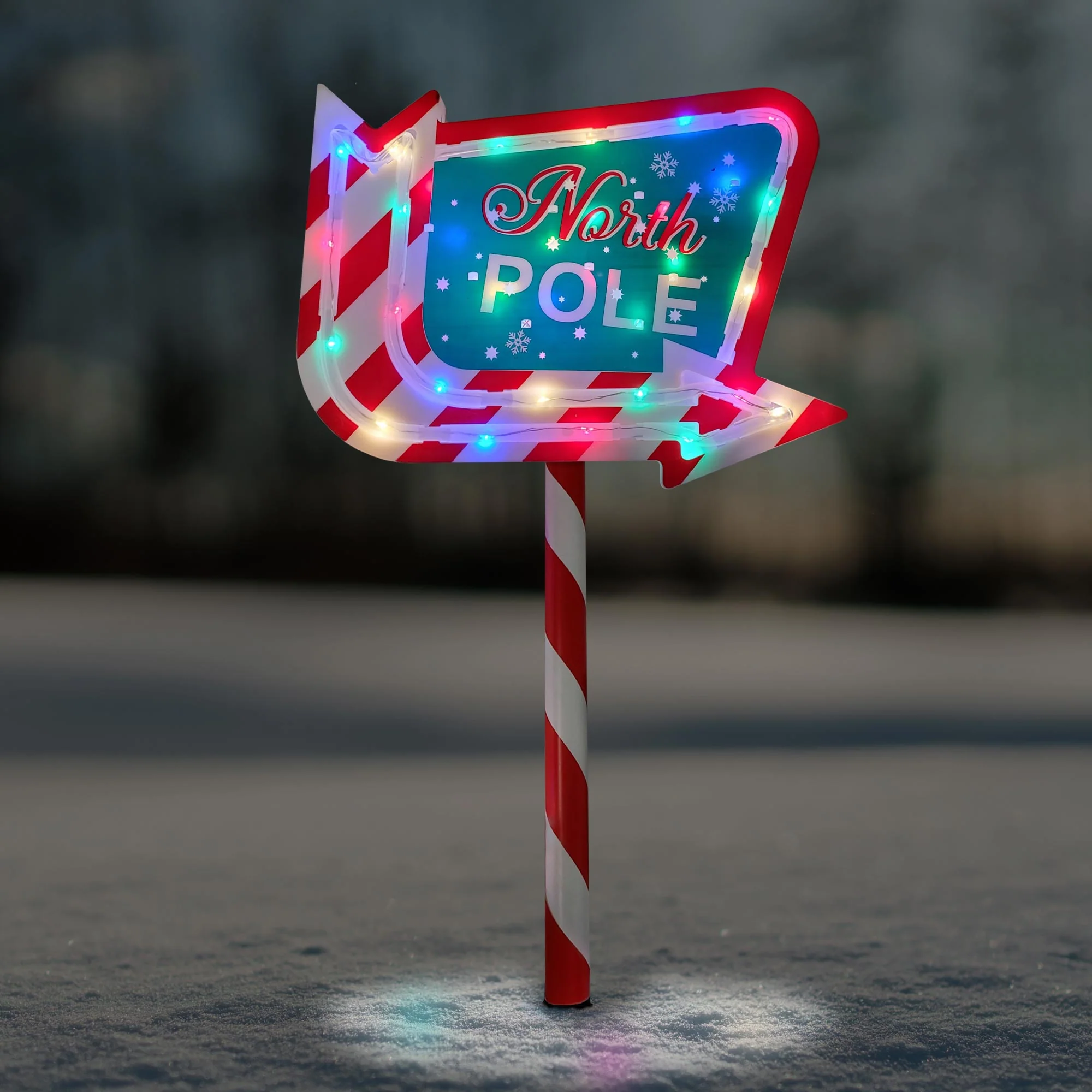 Christmas Sparkle Outdoor North Pole Light Up Sign Garden Stake - Image 4