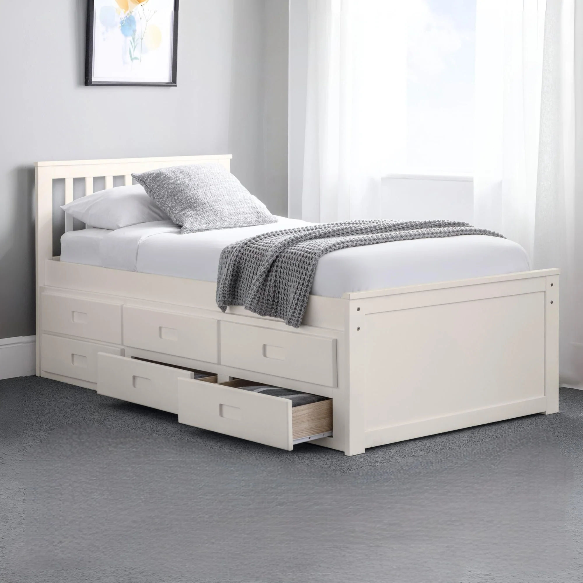 OLIVIA BED WITH UNDERBED AND DRAWERS - SURF WHITE